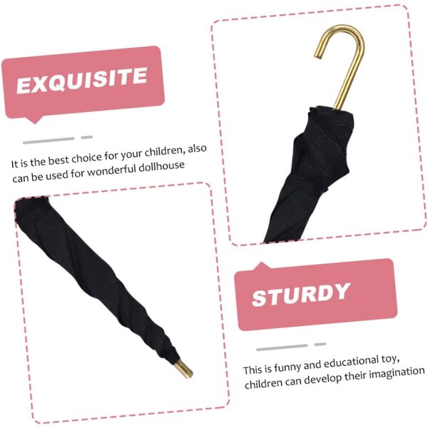Parapluie Miniature Elegante 1/12 Nero per Casa di Bambole Decorazioni Miniature