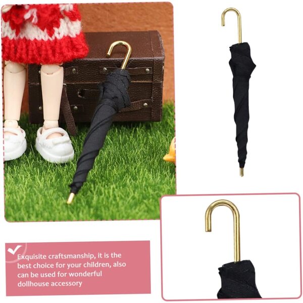 Parapluie Miniature Elegante 1/12 Nero per Casa di Bambole Decorazioni Miniature