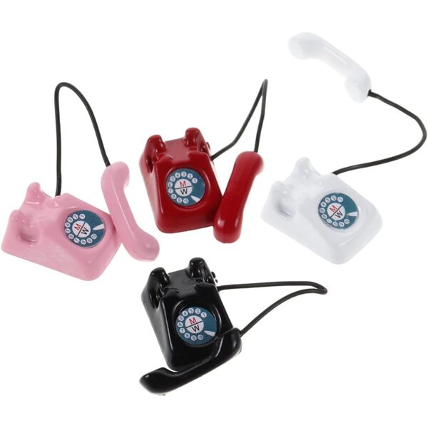 Gatuida Telefono Miniatura Vintage per Casa delle Bambole - Set 4 Pezzi in Lega