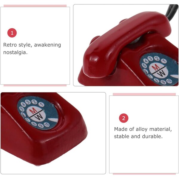 Gatuida Telefono Miniatura Vintage per Casa delle Bambole - Set 4 Pezzi in Lega