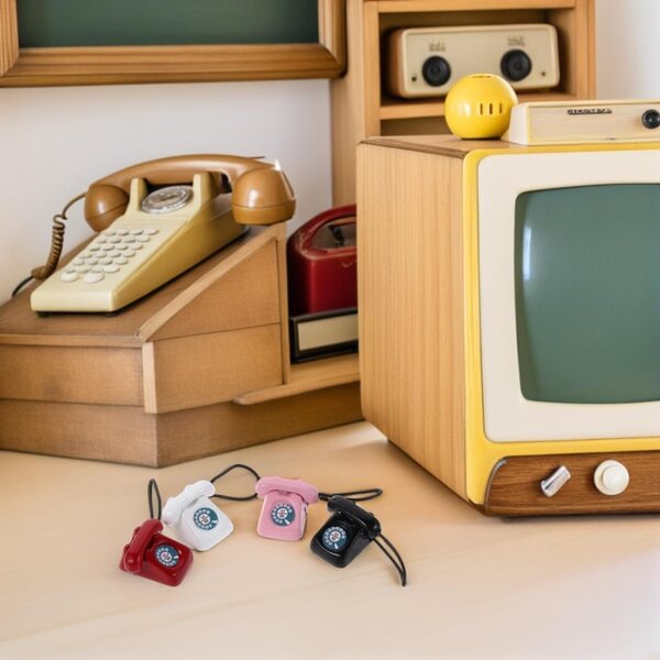 Gatuida Telefono Miniatura Vintage per Casa delle Bambole - Set 4 Pezzi in Lega
