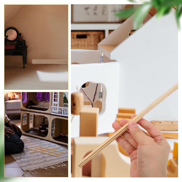Plinthe Casa delle Bambole 30 cm in Legno di Pino Naturale - Set 5 Moulures Miniature