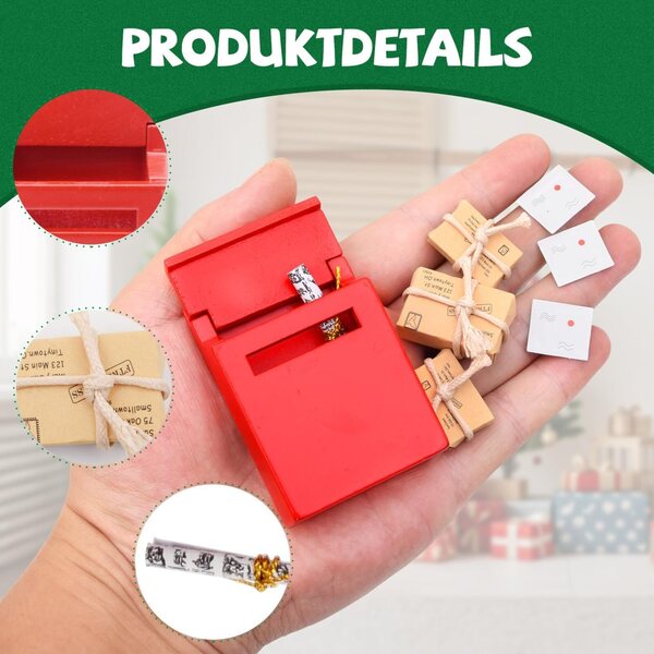 Set 7 Accessori Miniature Rosse in Legno per Casa delle Bambole e Giardini