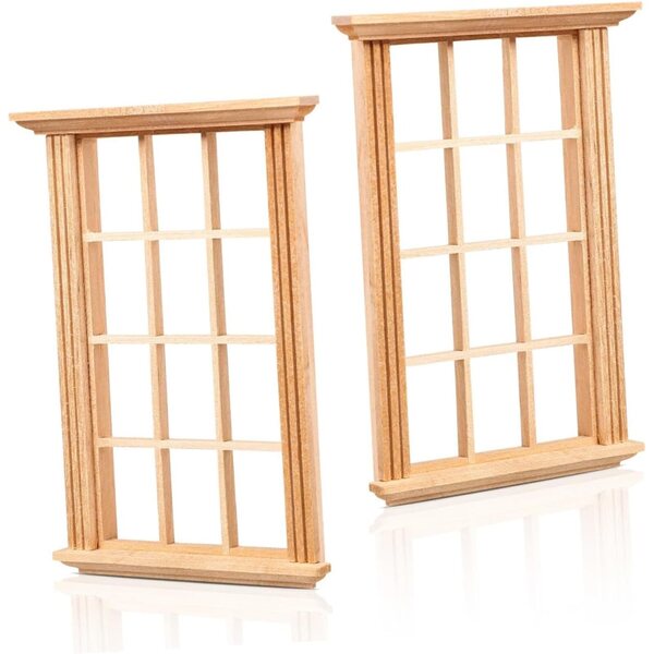 SHINEOFI 2 Holzfensterrahmen 1/12 mit 12 Markierungen für Puppenhaus
