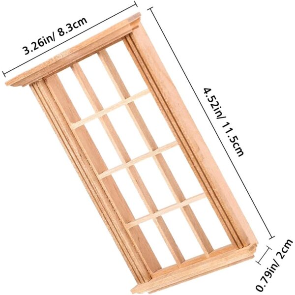 SHINEOFI 2 Cornici Finestre in Legno 1/12 con 12 Crocini per Casa Bambole