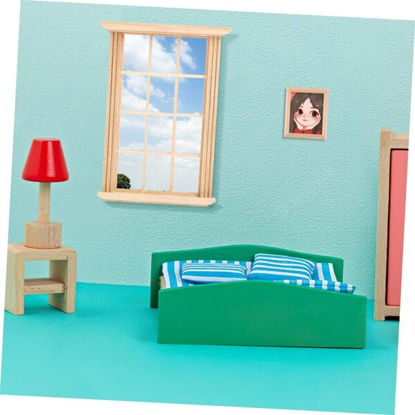 SHINEOFI 2 Cornici Finestre in Legno 1/12 con 12 Crocini per Casa Bambole
