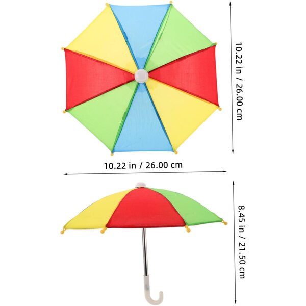 Set mit 4 kleinen dekorativen Parapluie für das Puppenhaus aus Metall und Stoff
