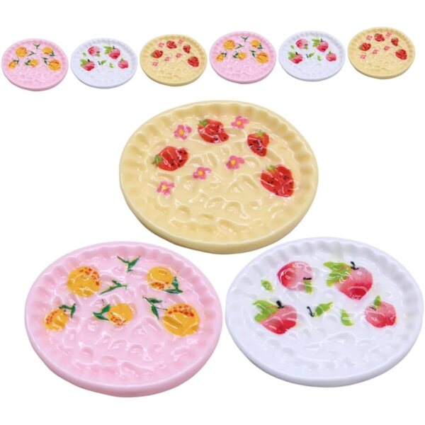 Set mit 9 realistischen Desserttellern für Puppenhäuser aus mehrfarbigem Kunststoff