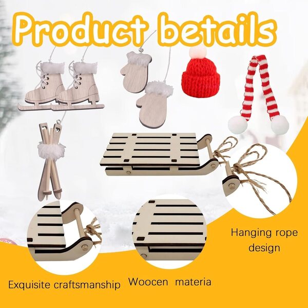 1:12 Puppenhaus-Miniatur-Winterzubehör: Schlitten, Skier, Schlittschuhe, Handschuhe, Mütze und Schal