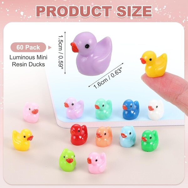 Mini Canards in Resina Viola 60pz - Decorazioni per Mini Giardini e Case delle Bambole
