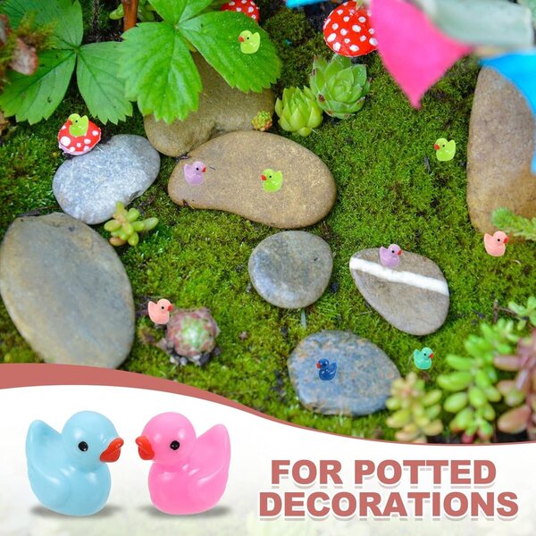 Mini Canards in Resina Viola 60pz - Decorazioni per Mini Giardini e Case delle Bambole