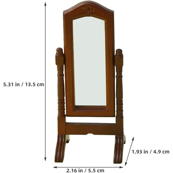 Specchio Miniatura in Legno per Casa di Bambole Design Europeo e Regolabile