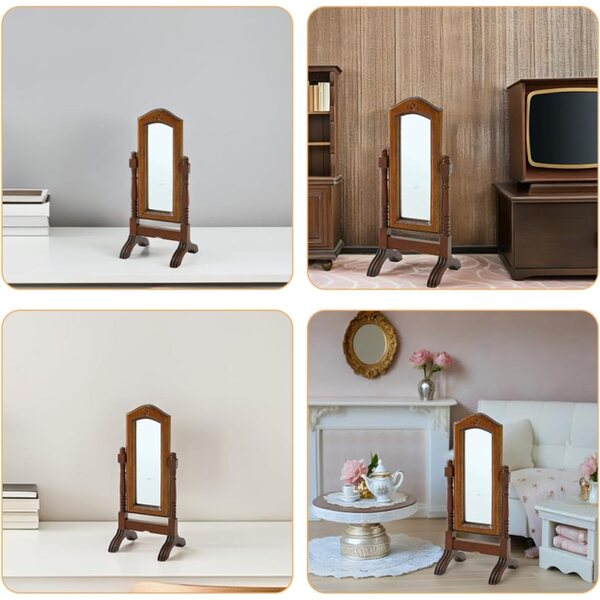 Specchio Miniatura in Legno per Casa di Bambole Design Europeo e Regolabile