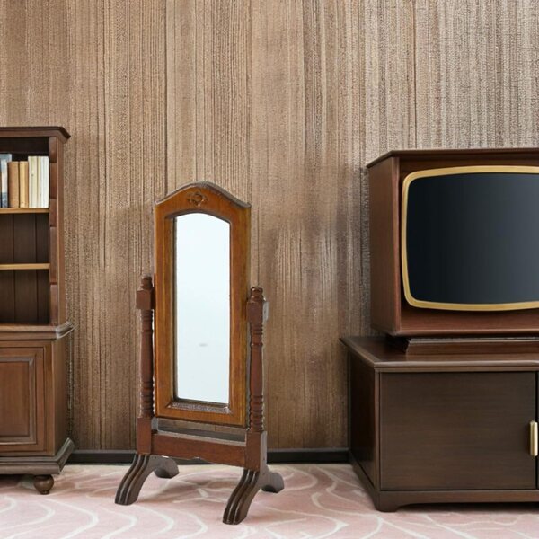 Specchio Miniatura in Legno per Casa di Bambole Design Europeo e Regolabile