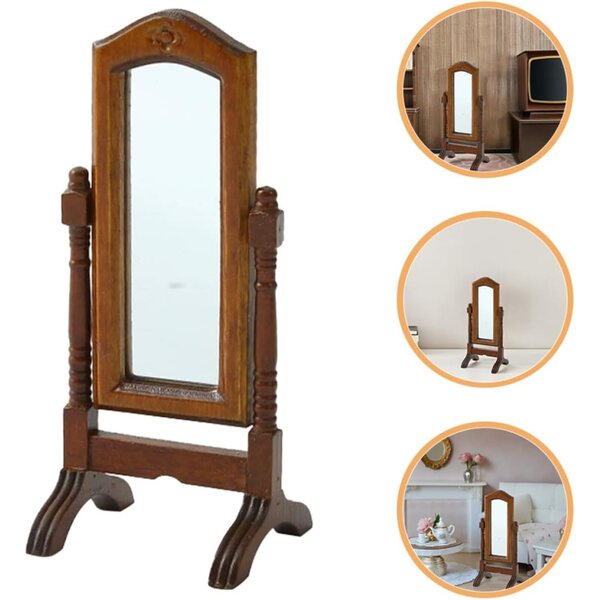 Specchio Miniatura in Legno per Casa di Bambole Design Europeo e Regolabile