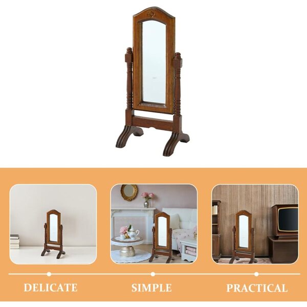 Specchio Miniatura in Legno per Casa di Bambole Design Europeo e Regolabile