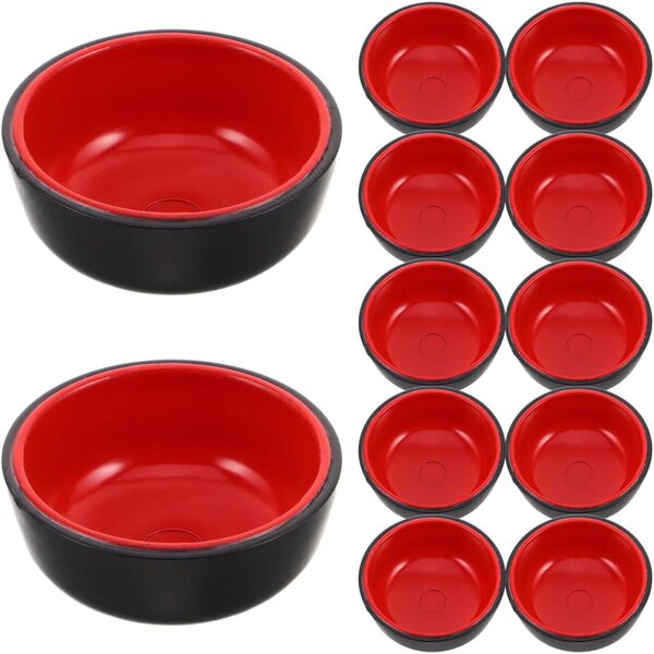 ABOOFAN Set mit 12 Mini-Bolzen aus schwarzem und rotem Kunststoff für Puppenhäuser und Miniaturen