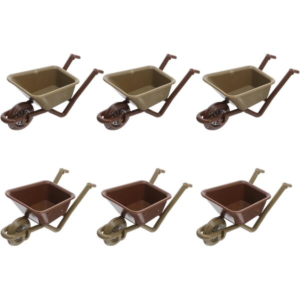 Set 6 Mini Brouette Giocattolo per Casa delle Bambole, Accessori Vero Giardino