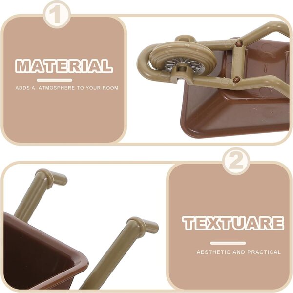 Set 6 Mini Brouette Giocattolo per Casa delle Bambole, Accessori Vero Giardino