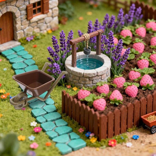 Set 6 Mini Brouette Giocattolo per Casa delle Bambole, Accessori Vero Giardino