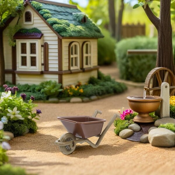 Set 6 Mini Brouette Giocattolo per Casa delle Bambole, Accessori Vero Giardino