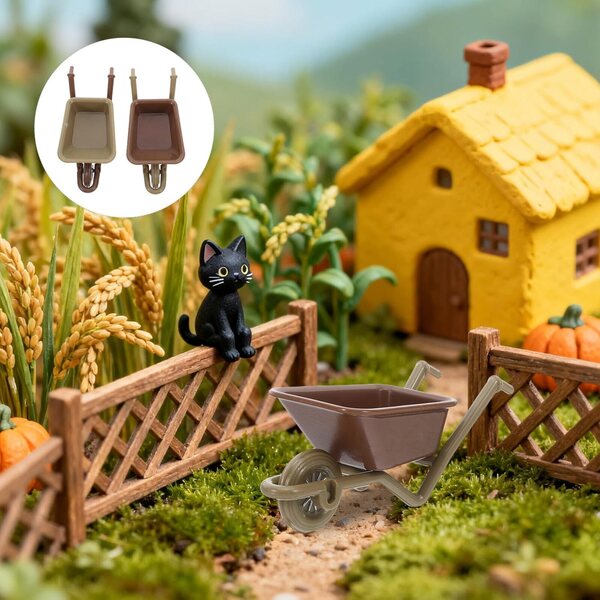 Set 6 Mini Brouette Giocattolo per Casa delle Bambole, Accessori Vero Giardino