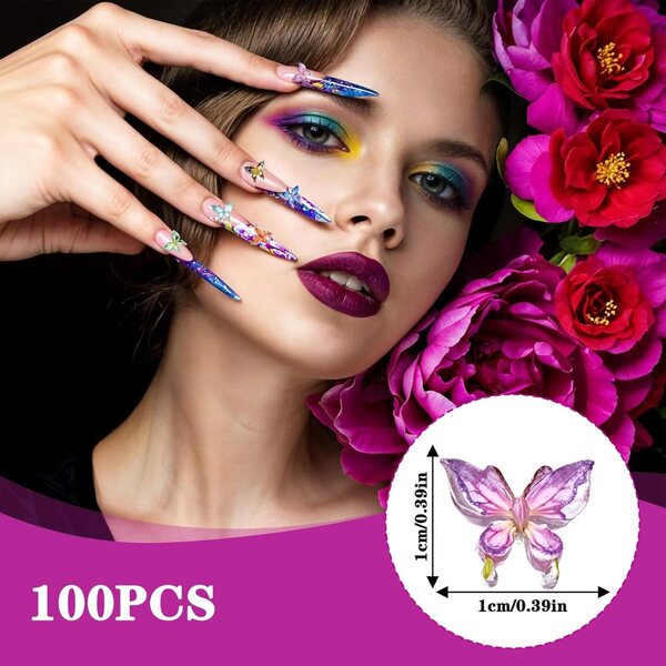 100 Mini Farfalle Resina Multicolore per Decorazioni Artigianali e Micro Paesaggi