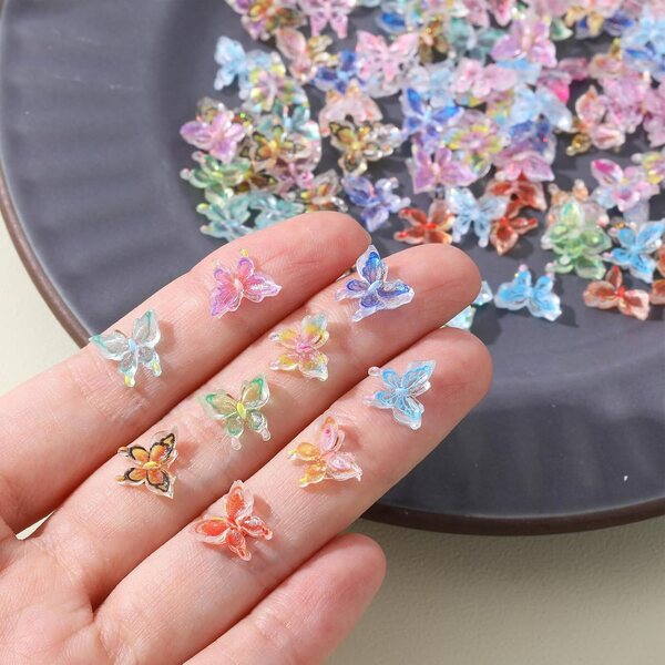 100 Mini Farfalle Resina Multicolore per Decorazioni Artigianali e Micro Paesaggi