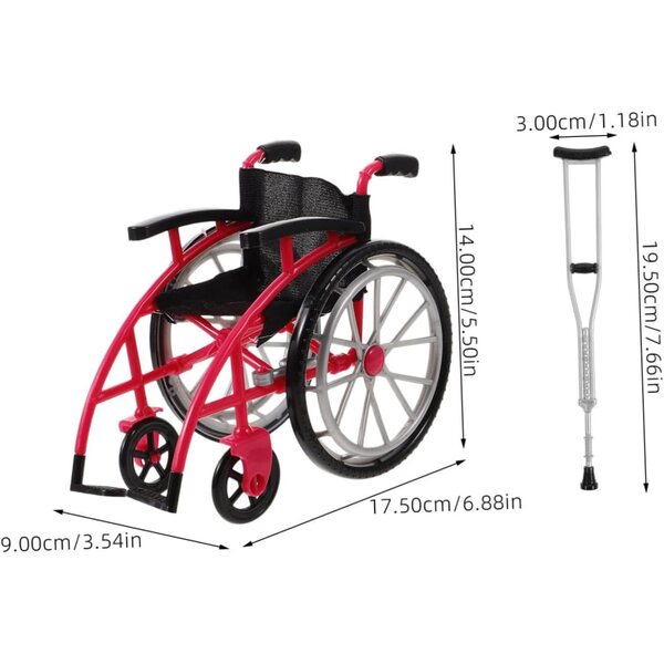 Mini realistischer rosa Fauteuil und Béquille für Puppenhaus – Miniaturdekoration