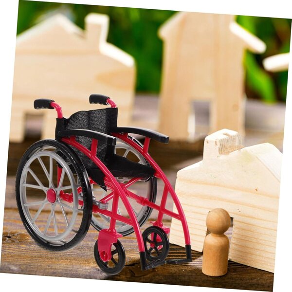Mini realistischer rosa Fauteuil und Béquille für Puppenhaus – Miniaturdekoration