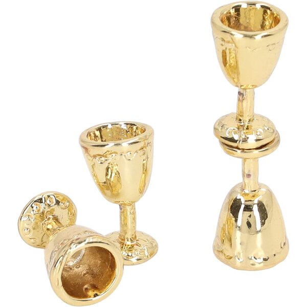 Mini Calici Champagne in Lega di Alta Qualità per Casa delle Bambole - Set 4 Pezzi Oro