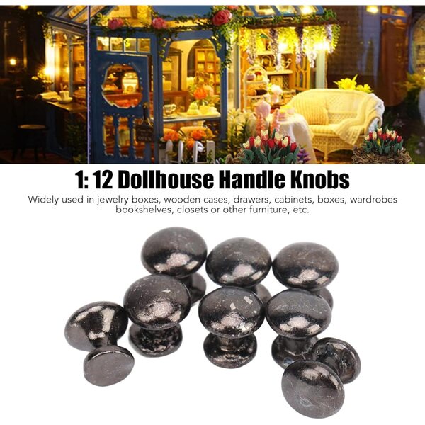 Brrnoo Set 8 bottoni miniatura neri per cassetti e scatole portagioie 1:12