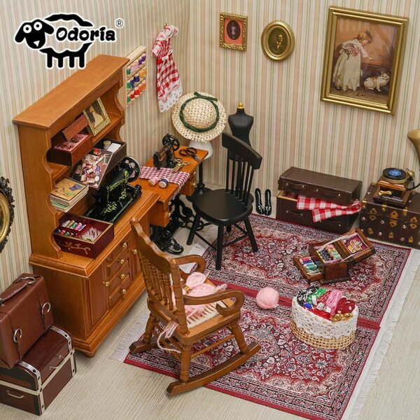 Miniatura piastrelle in legno Odoria 1/12 per casa delle bambole 36 piastrelle 18x18 cm