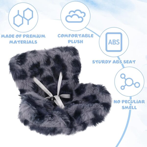 Sedile Auto Peluche pour bamboles con Clip e Griglia d'Aerazione Blu-Grigio Leopardo