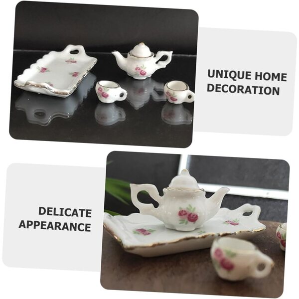 Puppenhaus Miniatur-Teeservice-Set aus Keramik 1:12 Weiß