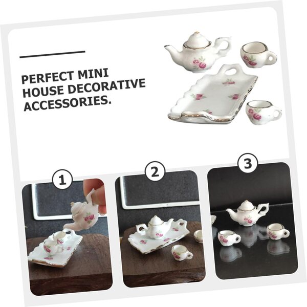 Puppenhaus Miniatur-Teeservice-Set aus Keramik 1:12 Weiß