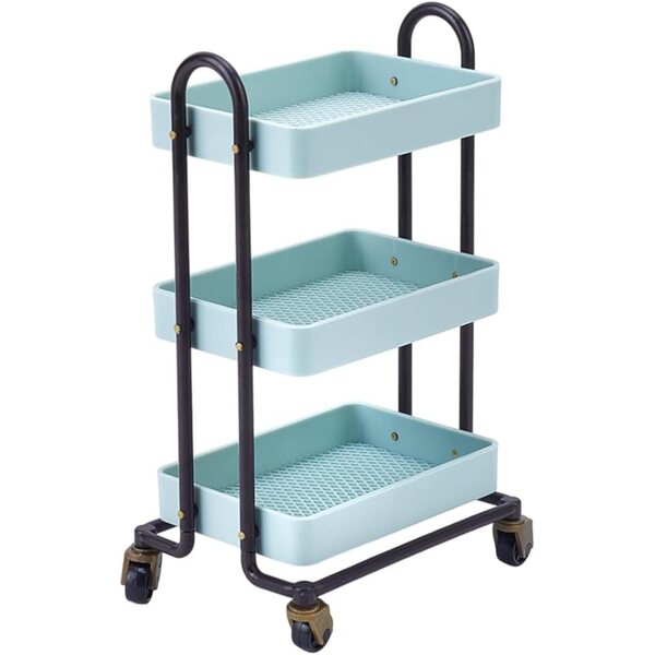 MAYJOYDIY Chariot Miniatura Aqua 3 Livelli con Ruote per Casa delle Bambole 1:6