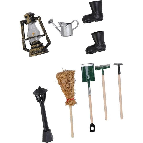 Set Accessori Miniatura Giardino e Fattoria per Case delle Bambole in Legno e Plastica
