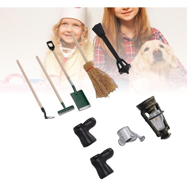 Set Accessori Miniatura Giardino e Fattoria per Case delle Bambole in Legno e Plastica