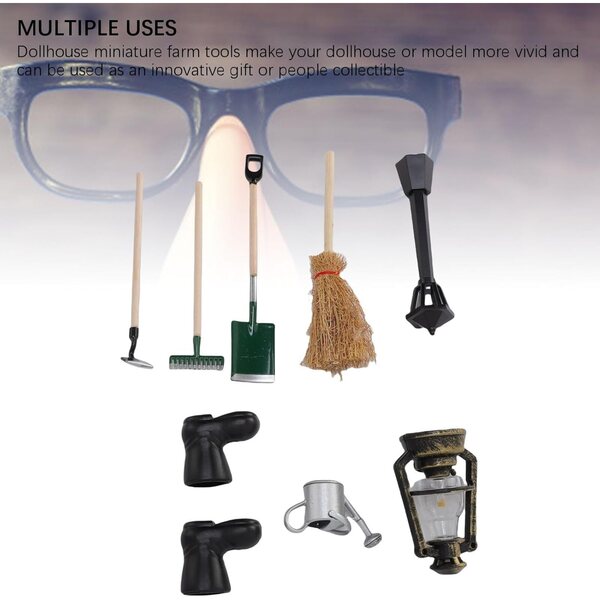 Set Accessori Miniatura Giardino e Fattoria per Case delle Bambole in Legno e Plastica
