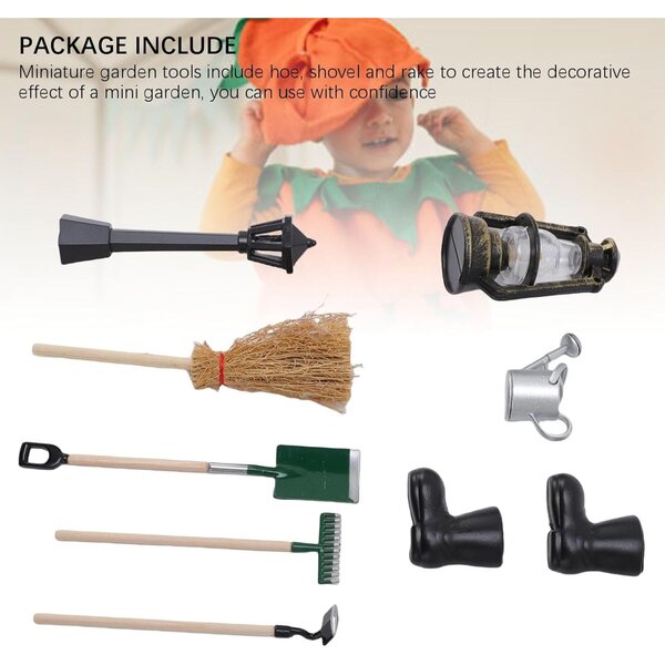 Set Accessori Miniatura Giardino e Fattoria per Case delle Bambole in Legno e Plastica