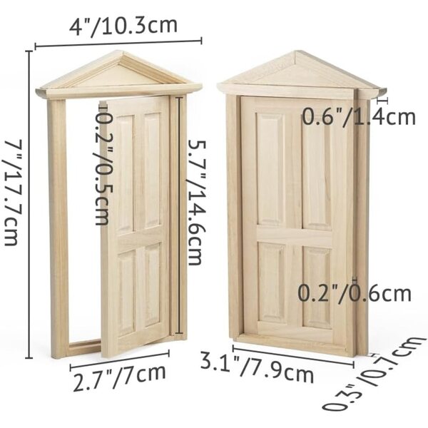 Odoria 1/12 Miniaturtür aus Holz für rustikales Puppenhaus und Feengarten