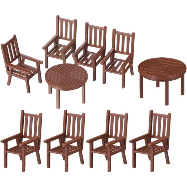 Miniature Casa 1/30: Set Tavolo e Sedia in Plastica Marrone per Casa delle Bambole