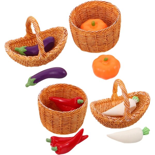 TOYANDONA Set Mini-Hülsenfrüchte-Päckchen für Puppenhaus mit Kürbis, Rettich und Pfeffer