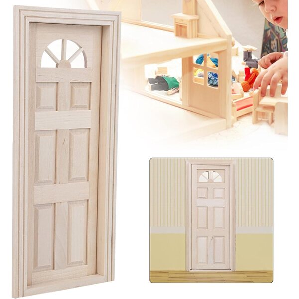 Porta Casa Delle Bambole in Legno di Betulla con Doppia Finestra per Hobby e Decorazioni