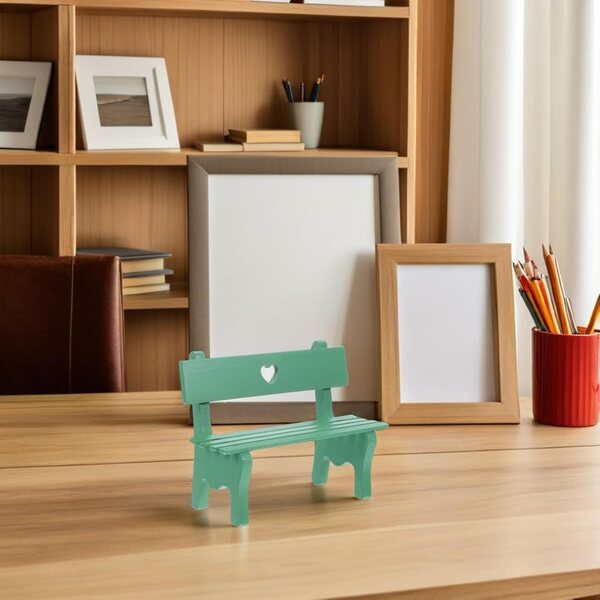 Mini Banc in Legno Verde per Casa delle Bambole e Giardini Miniatura Decorativo