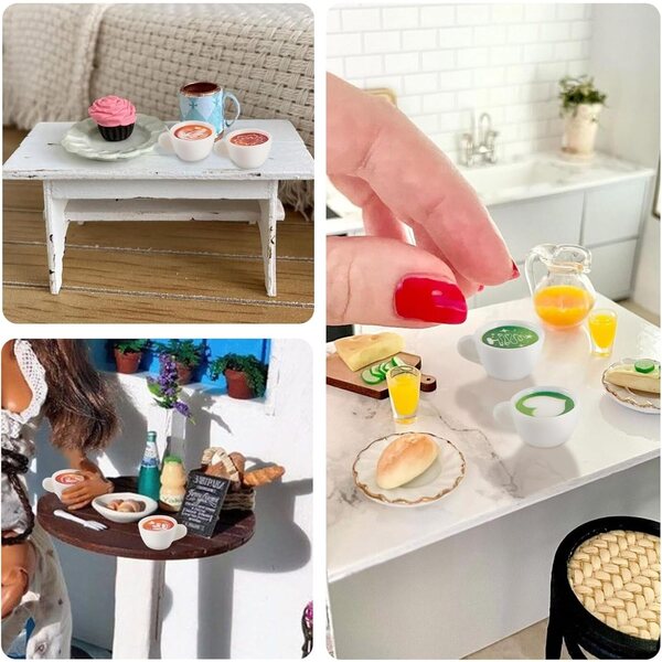 Bunte Mini-3D-Kaffeetassen aus Kunstharz, 32-teilig, für Dekorationen und Schmuck