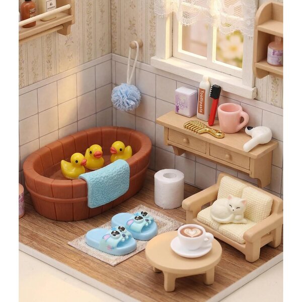 Set 18 Mini Accessori per Sala da Bagno e Salotto Casa delle Bambole in Resina