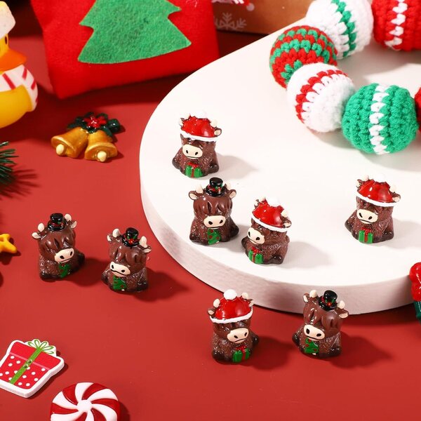 60 Mini Vache Highland mit Harz-Weihnachtsdekorationen für Haus und Garten