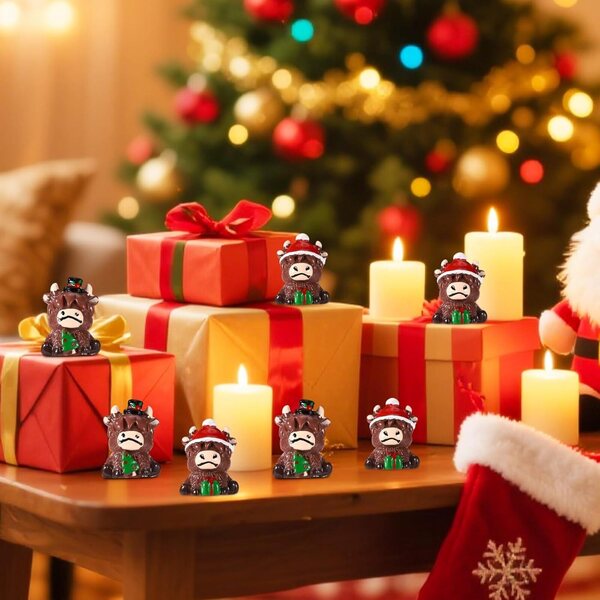60 Mini Vache Highland mit Harz-Weihnachtsdekorationen für Haus und Garten